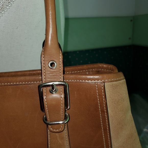 COACH EUC SUEDE HAMPTON LEATHER SATCHEL - Picture 3 of 6